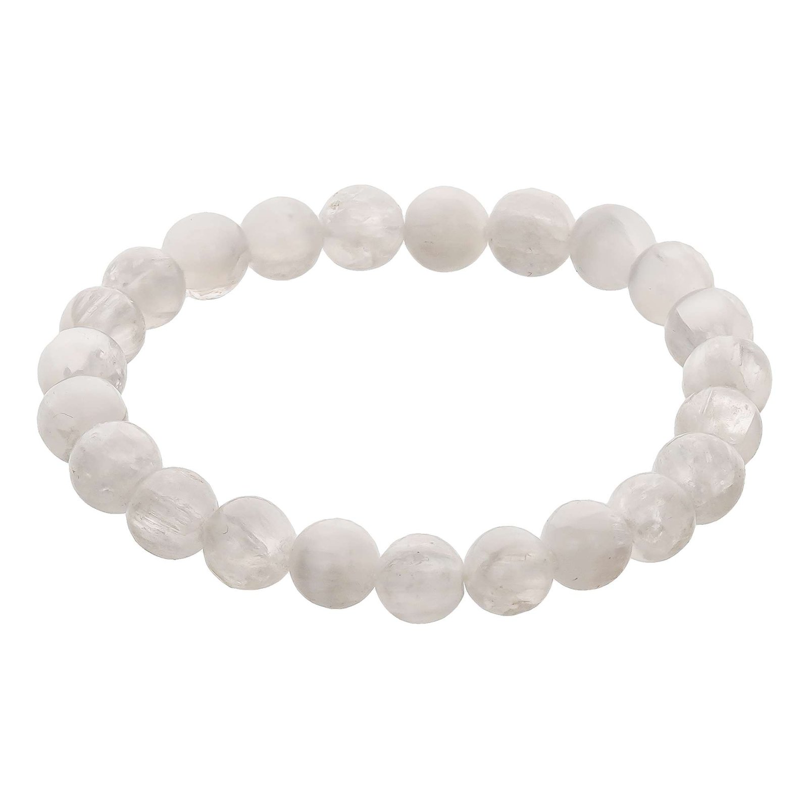 Selenite Crystal Bead Bracelet ? Crystal Bracelet for Women and Men's Gifts ? 8mm Round Beaded Stretchy and Protection Gemstone Bracelet