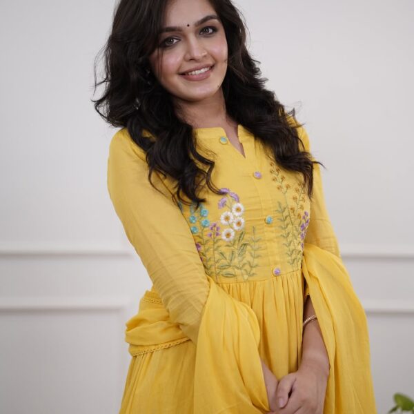 Cotton Embroidered Kurti Pant Dupatta Set