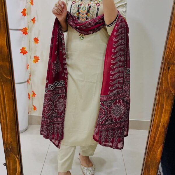 Pure Fine Cotton Embroidered Suit Set