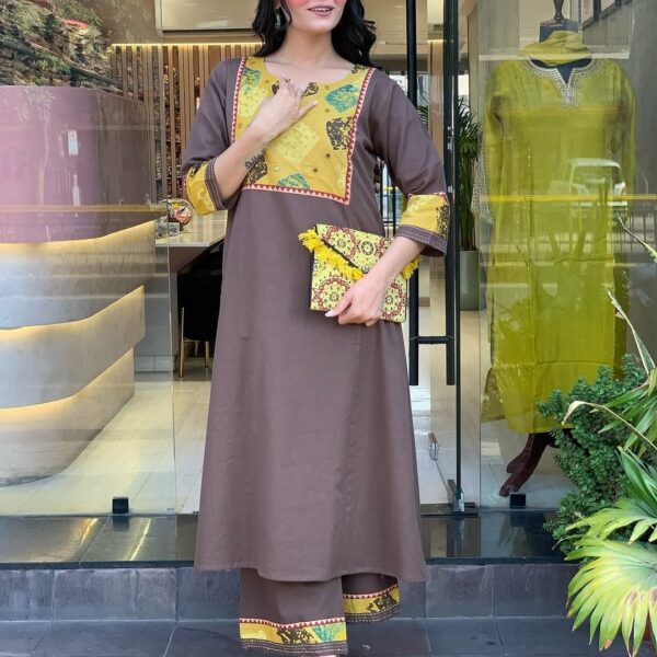 Pure Cotton A-Line Kurta Pant Set